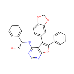 OC[C@@H](Nc1ncnc2oc(-c3ccccc3)c(-c3ccc4c(c3)OCO4)c12)c1ccccc1 ZINC000095603875