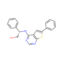 OC[C@@H](Nc1ncnc2sc(-c3ccccc3)cc12)c1ccccc1 ZINC000078536078