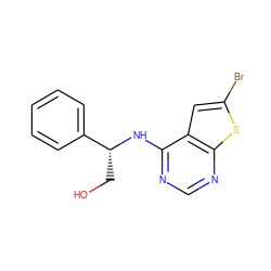 OC[C@@H](Nc1ncnc2sc(Br)cc12)c1ccccc1 ZINC000221737183