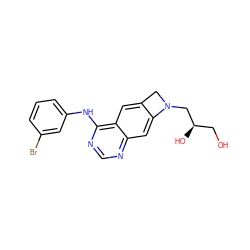 OC[C@@H](O)CN1Cc2cc3c(Nc4cccc(Br)c4)ncnc3cc21 ZINC000042888494