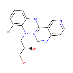 OC[C@@H](O)CNc1c(Br)cccc1Nc1ncnc2ccncc12 ZINC000029133494