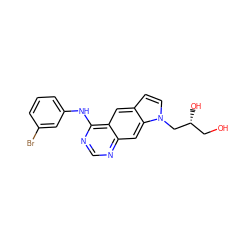 OC[C@@H](O)Cn1ccc2cc3c(Nc4cccc(Br)c4)ncnc3cc21 ZINC000013761963