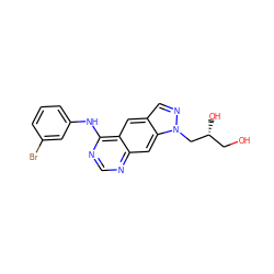 OC[C@@H](O)Cn1ncc2cc3c(Nc4cccc(Br)c4)ncnc3cc21 ZINC000013761959