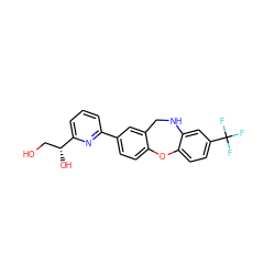 OC[C@@H](O)c1cccc(-c2ccc3c(c2)CNc2cc(C(F)(F)F)ccc2O3)n1 ZINC000473125580
