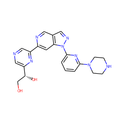 OC[C@@H](O)c1cncc(-c2cc3c(cn2)cnn3-c2cccc(N3CCNCC3)n2)n1 ZINC000211027177