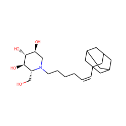 OC[C@@H]1[C@@H](O)[C@H](O)[C@@H](O)CN1CCCC/C=C\C12CC3CC(CC(C3)C1)C2 ZINC000299822311