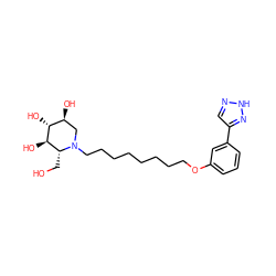 OC[C@@H]1[C@@H](O)[C@H](O)[C@@H](O)CN1CCCCCCCCOc1cccc(-c2cn[nH]n2)c1 ZINC000029037953