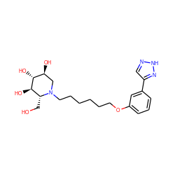 OC[C@@H]1[C@@H](O)[C@H](O)[C@@H](O)CN1CCCCCCOc1cccc(-c2cn[nH]n2)c1 ZINC000029037951