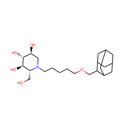 OC[C@@H]1[C@@H](O)[C@H](O)[C@@H](O)CN1CCCCCOCC1C2CC3CC(C2)CC1C3 ZINC000299818698