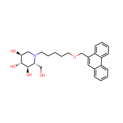 OC[C@@H]1[C@@H](O)[C@H](O)[C@@H](O)CN1CCCCCOCc1cc2ccccc2c2ccccc12 ZINC000299825006