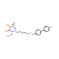 OC[C@@H]1[C@@H](O)[C@H](O)[C@@H](O)CN1CCCCCOCc1ccc(-c2ccc(Cl)cc2)cc1 ZINC000299840808