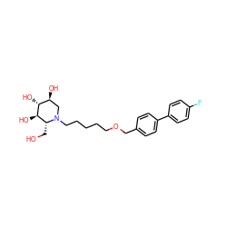 OC[C@@H]1[C@@H](O)[C@H](O)[C@@H](O)CN1CCCCCOCc1ccc(-c2ccc(F)cc2)cc1 ZINC000299822806