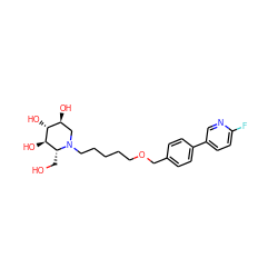 OC[C@@H]1[C@@H](O)[C@H](O)[C@@H](O)CN1CCCCCOCc1ccc(-c2ccc(F)nc2)cc1 ZINC000299822727