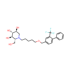 OC[C@@H]1[C@@H](O)[C@H](O)[C@@H](O)CN1CCCCCOCc1ccc(-c2ccccc2)c(C(F)(F)F)c1 ZINC000299821049