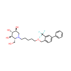 OC[C@@H]1[C@@H](O)[C@H](O)[C@@H](O)CN1CCCCCOCc1ccc(-c2ccccc2)cc1C(F)(F)F ZINC000299819892