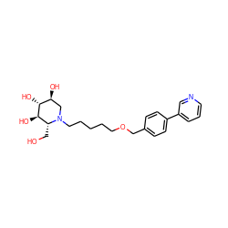 OC[C@@H]1[C@@H](O)[C@H](O)[C@@H](O)CN1CCCCCOCc1ccc(-c2cccnc2)cc1 ZINC000299818751