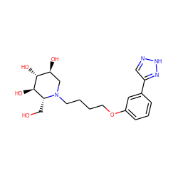 OC[C@@H]1[C@@H](O)[C@H](O)[C@@H](O)CN1CCCCOc1cccc(-c2cn[nH]n2)c1 ZINC000029037949