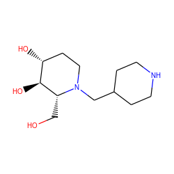OC[C@@H]1[C@@H](O)[C@H](O)CCN1CC1CCNCC1 ZINC000473180528