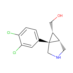 OC[C@@H]1[C@@H]2CNC[C@@]21c1ccc(Cl)c(Cl)c1 ZINC000043197500