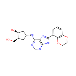 OC[C@@H]1C[C@@H](Nc2ncnc3[nH]c(-c4cccc5c4OCCO5)nc23)C[C@@H]1O ZINC000114582982