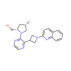 OC[C@@H]1C[C@H](F)CN1c1nccnc1C1CN(c2ccc3ccccc3n2)C1 ZINC000145845449