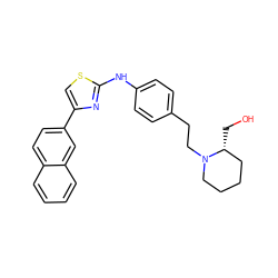 OC[C@@H]1CCCCN1CCc1ccc(Nc2nc(-c3ccc4ccccc4c3)cs2)cc1 ZINC000096273977