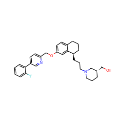 OC[C@@H]1CCCN(CCC[C@@H]2CCCc3ccc(OCc4ccc(-c5ccccc5F)cn4)cc32)C1 ZINC000028880987