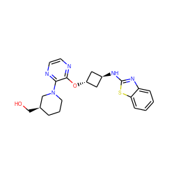 OC[C@@H]1CCCN(c2nccnc2O[C@H]2C[C@H](Nc3nc4ccccc4s3)C2)C1 ZINC000146020961