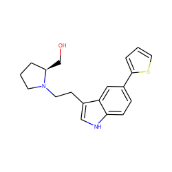 OC[C@@H]1CCCN1CCc1c[nH]c2ccc(-c3cccs3)cc12 ZINC000028012217