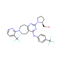 OC[C@@H]1CCCN1c1nc2c(c(Nc3ccc(C(F)(F)F)cc3)n1)CCN(c1ncccc1C(F)(F)F)CC2 ZINC000144867249