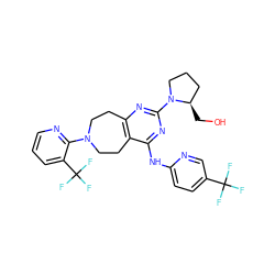 OC[C@@H]1CCCN1c1nc2c(c(Nc3ccc(C(F)(F)F)cn3)n1)CCN(c1ncccc1C(F)(F)F)CC2 ZINC000144943037