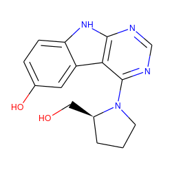 OC[C@@H]1CCCN1c1ncnc2[nH]c3ccc(O)cc3c12 ZINC000221377657