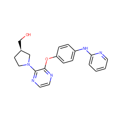 OC[C@@H]1CCN(c2nccnc2Oc2ccc(Nc3ccccn3)cc2)C1 ZINC000139531094