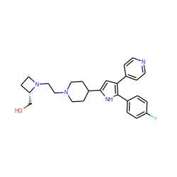 OC[C@@H]1CCN1CCN1CCC(c2cc(-c3ccncc3)c(-c3ccc(F)cc3)[nH]2)CC1 ZINC000029125807