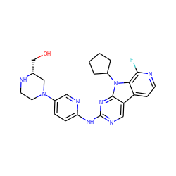 OC[C@@H]1CN(c2ccc(Nc3ncc4c5ccnc(F)c5n(C5CCCC5)c4n3)nc2)CCN1 ZINC000117686917