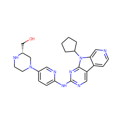 OC[C@@H]1CN(c2ccc(Nc3ncc4c5ccncc5n(C5CCCC5)c4n3)nc2)CCN1 ZINC000117688199