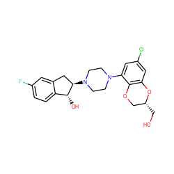 OC[C@@H]1COc2c(cc(Cl)cc2N2CCN([C@@H]3Cc4cc(F)ccc4[C@H]3O)CC2)O1 ZINC000013471817