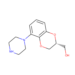 OC[C@@H]1COc2c(cccc2N2CCNCC2)O1 ZINC000013760899