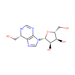 OC[C@@H]1NC=Nc2c1ncn2[C@@H]1O[C@H](CO)[C@@H](O)[C@H]1O ZINC000006119313