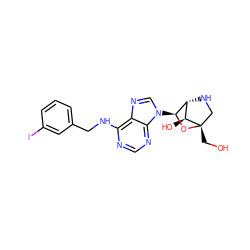 OC[C@]12CN[C@H]([C@@H]1O)[C@H](n1cnc3c(NCc4cccc(I)c4)ncnc31)O2 ZINC000028864996