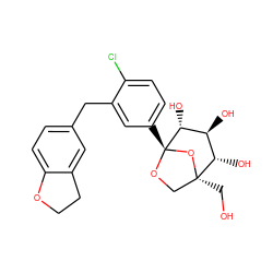 OC[C@]12CO[C@@](c3ccc(Cl)c(Cc4ccc5c(c4)CCO5)c3)(O1)[C@H](O)[C@@H](O)[C@@H]2O ZINC000169698795