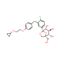 OC[C@]12CO[C@](c3ccc(Cl)c(Cc4ccc(OCCOC5CC5)cc4)c3)(O1)[C@H](O)[C@@H](O)[C@@H]2O ZINC000145717819