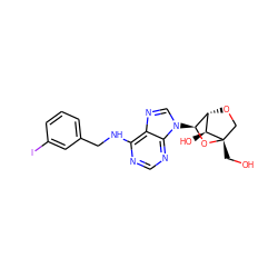 OC[C@]12CO[C@H]([C@@H]1O)[C@H](n1cnc3c(NCc4cccc(I)c4)ncnc31)O2 ZINC000028864985