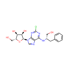 OC[C@H](Cc1ccccc1)Nc1nc(Cl)nc2c1ncn2[C@H]1O[C@H](CO)[C@@H](O)[C@H]1O ZINC000049032104