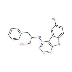 OC[C@H](Cc1ccccc1)Nc1ncnc2[nH]c3ccc(O)cc3c12 ZINC000653631639