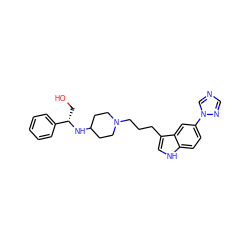 OC[C@H](NC1CCN(CCCc2c[nH]c3ccc(-n4cncn4)cc23)CC1)c1ccccc1 ZINC000013802569