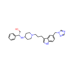 OC[C@H](NC1CCN(CCCc2c[nH]c3ccc(Cn4cncn4)cc23)CC1)c1ccccc1 ZINC000013802574