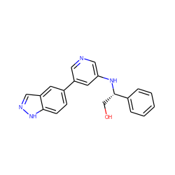 OC[C@H](Nc1cncc(-c2ccc3[nH]ncc3c2)c1)c1ccccc1 ZINC000213550089