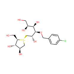 OC[C@H](O)[C@@H](O)[C@@H](OCc1ccc(Cl)cc1)[C@H](O)C[S@@+]1C[C@@H](O)[C@H](O)[C@H]1CO ZINC000653699271