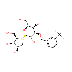 OC[C@H](O)[C@@H](O)[C@@H](OCc1cccc(C(F)(F)F)c1)[C@H](O)C[S@@+]1C[C@@H](O)[C@H](O)[C@H]1CO ZINC000653699241